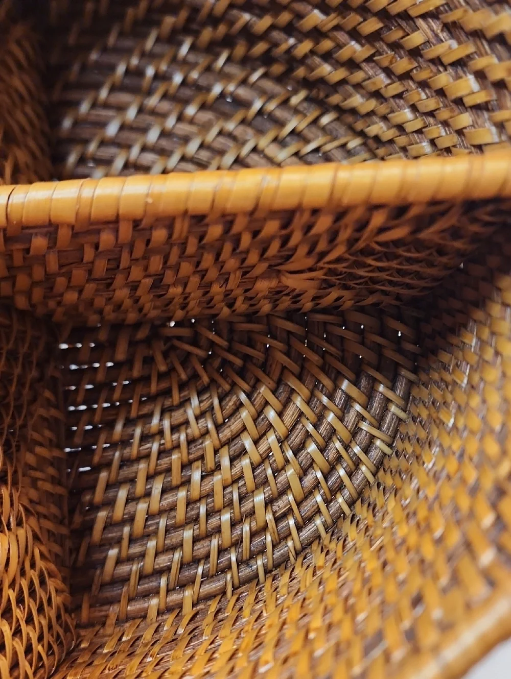 Sturdy Woven Divided Storage Basket Brown Tan For Utensils Floral Holiday Bath